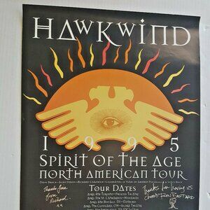 HAWKWIND Spirit Of The Age 1995 Tour POSTER SIGNED BY WHOLE BAND!